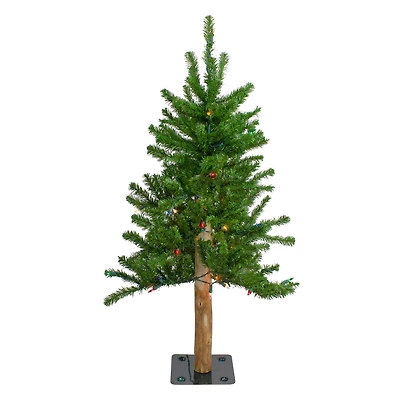 3ft. Pre-Lit Alpine Artificial Christmas Tree, Multicolor Lights