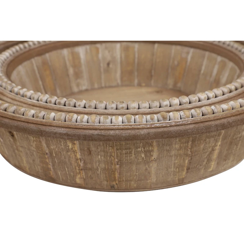 Brown Wood Rustic Tray Set