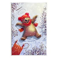 Stupell Industries Bear Cub Snow Angel Sled Wall Plaque Art