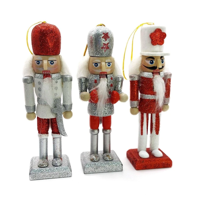Wizardi 4.92" Classic Wooden Christmas Festive Decoration Nutcracker Set