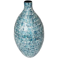 22" Blue Mother of Pearl Handmade Mosaic Inspired Vase