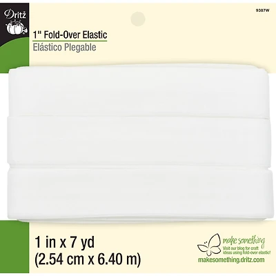 Dritz® White Fold-Over Elastic, 1" x 7yd.