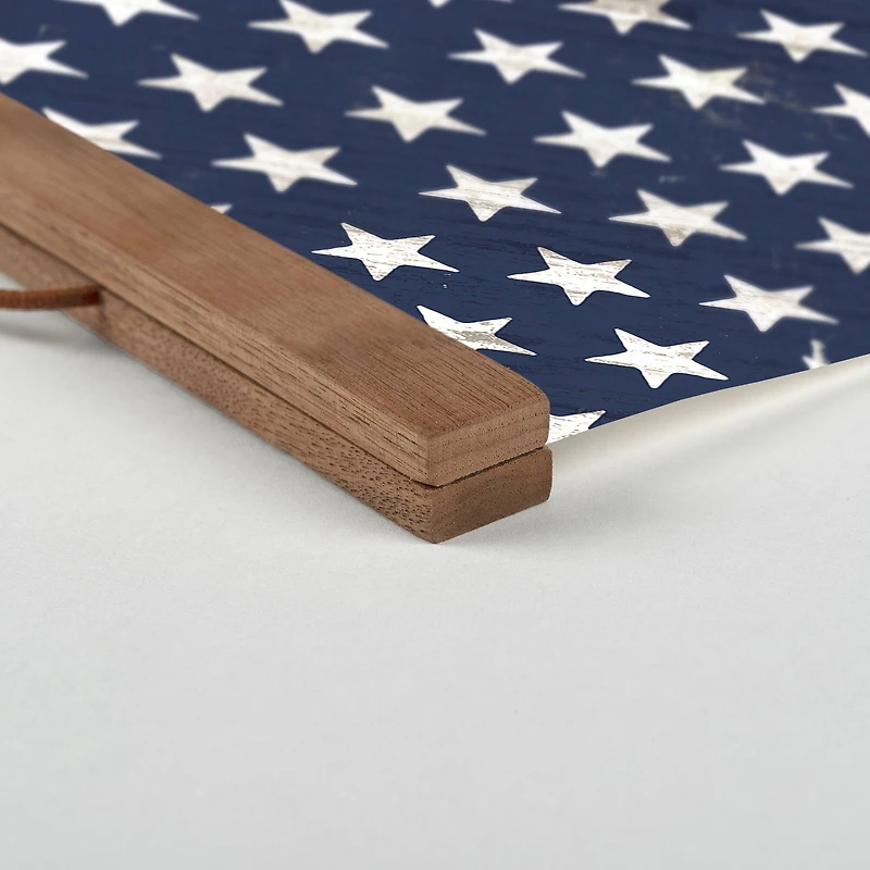American Flag Pledge Teak Hanging Canvas