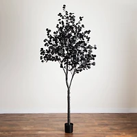 9ft. Pre-Lit Artificial Halloween Black Eucalyptus Tree with 700 Orange & Purple LED Lights