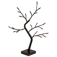15" LED Lighted Black Weeping Halloween Twig Tree, Orange Lights