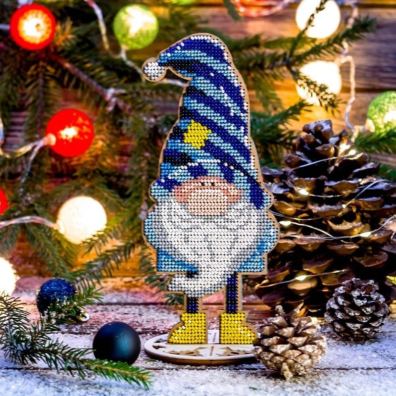 Wonderland Crafts Gnome Bead Embroidery on Wood Kit