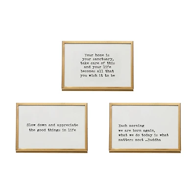 Hello Honey® 6" Metal & Glass Life Quotes Framed Tabletop Décor Set