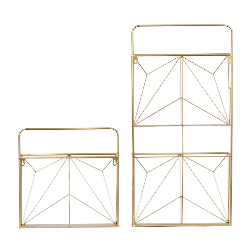 Gold Metal Rustic Wall Shelf Set