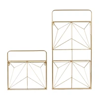 Gold Metal Rustic Wall Shelf Set