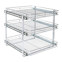 Household Essentials Glidez Chrome-Plated Steel Triple-Sliding Storage Organizer