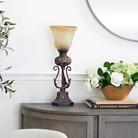 Brown Metal Mediterranean Uplight Table Lamp, 20" x 7" x 7"