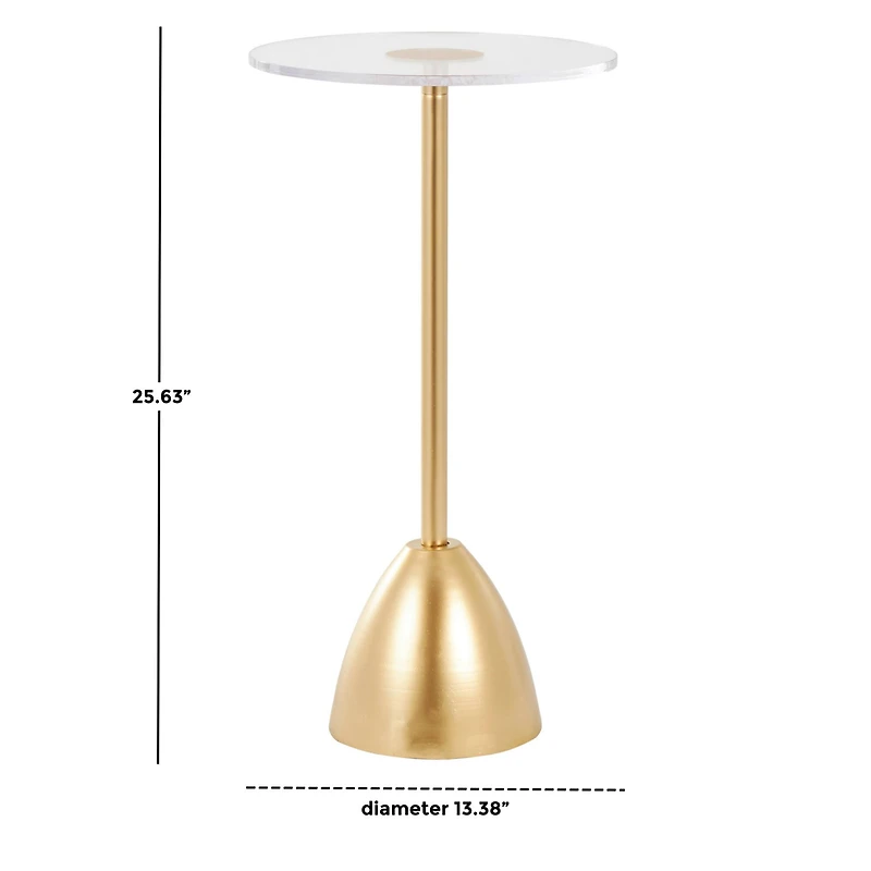 25.5" Gold Metal Pedestal Accent Table