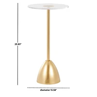25.5" Gold Metal Pedestal Accent Table