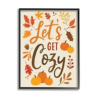 Stupell Industries Lets Get Cozy Autumnal Leaf Sprigs Framed Giclee Art