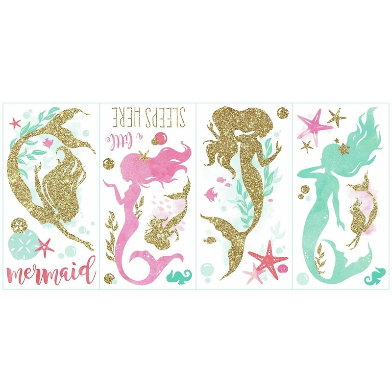 RoomMates Glitter Mermaid Peel & Stick Wall Decals