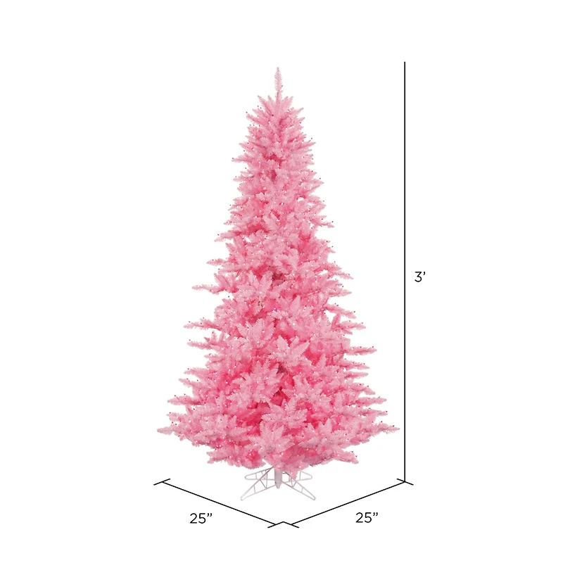 3ft. Pre-Lit Pink Fir Artificial Christmas Tree, Pink Lights