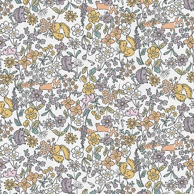 Fabric Editions White Peekaboo Cuties Cotton Fabric