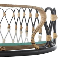 22" Black & Brown Décor Tray with Glass Base