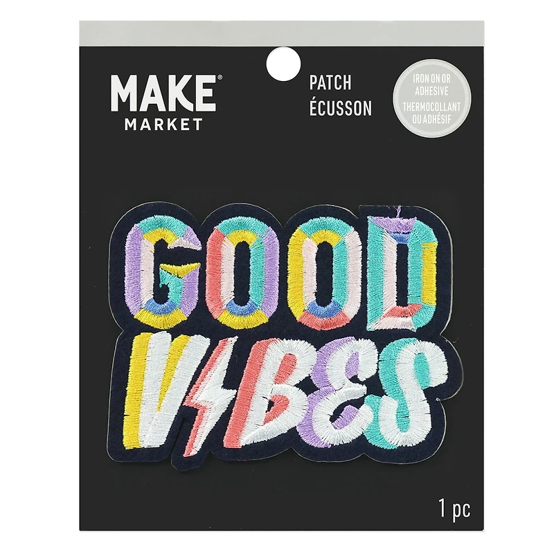 Iron-On & Adhesive Good Vibes Embroidered Patch by Make Market®