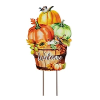 Glitzhome® 30.25" Fall Metal Pumpkins with Barrel Yard Stake