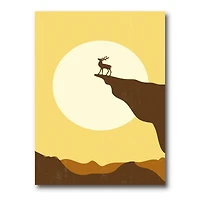 Designart - Minimalistic Deer At Sunset On Mountain Top Sunset