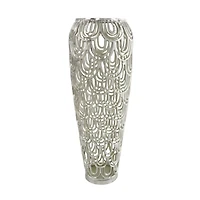 25" Silver Aluminum Metal Geometric Art Deco Inspired Arched Vase