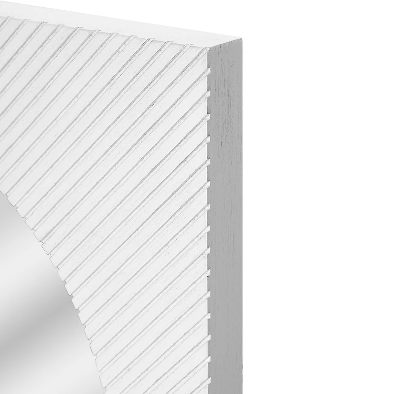 American Art Decor Carved Recollections Box Top Carved Mirror in Distressed White - 24" x 24"