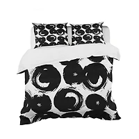 Designart 'Black Circles on White Background' Modern & Contemporary Bedding Set