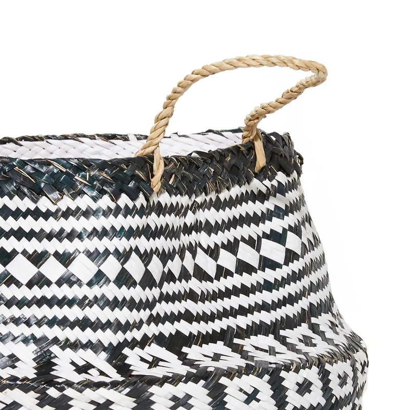 Black & White Boho Round Storage Basket Set