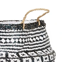 Black & White Boho Round Storage Basket Set