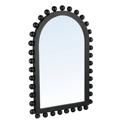 Hello Honey® 31.5" Black Boho-Southwestern Beaded Arched Firwood Wall Mirror