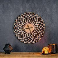 23.75" Round Lattice Wood Wall Clock