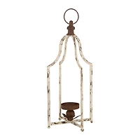 Modern Farmhouse White & Brown Metal Candle Lantern Set, 22" x 16.5"