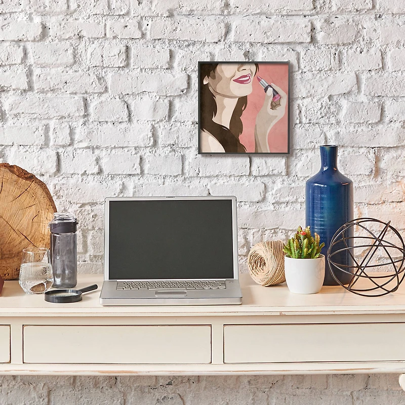 Stupell Industries Fashion Designer Lips Smile Pink Painting, 12" x 12"