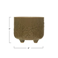 Hello Honey® 6" Green Footed Stoneware Planter with Botanical Design