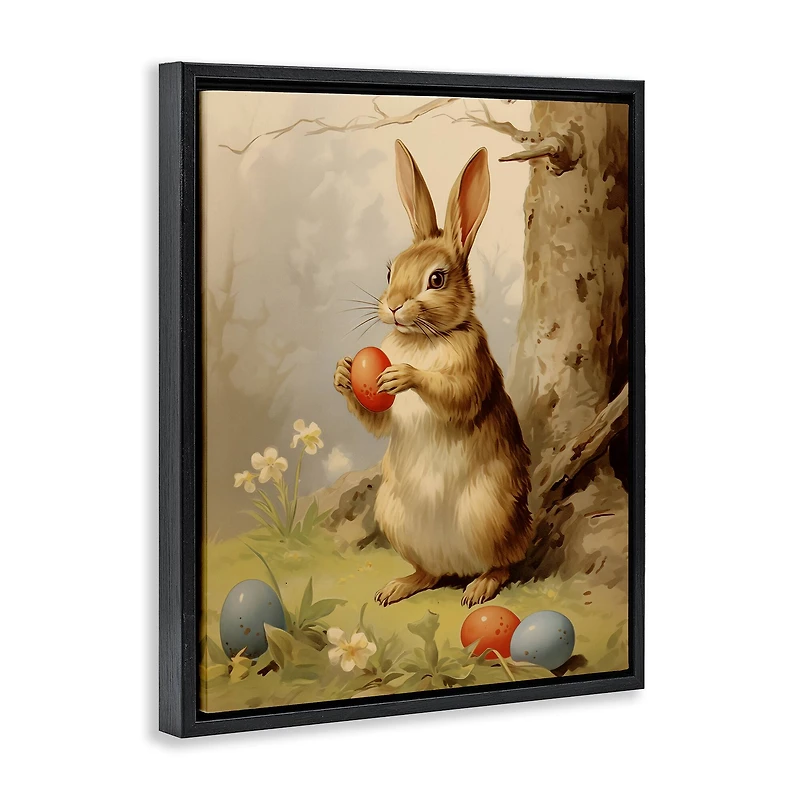 Stupell Industries Easter Bunny in Nature Floating Frame Wall Art