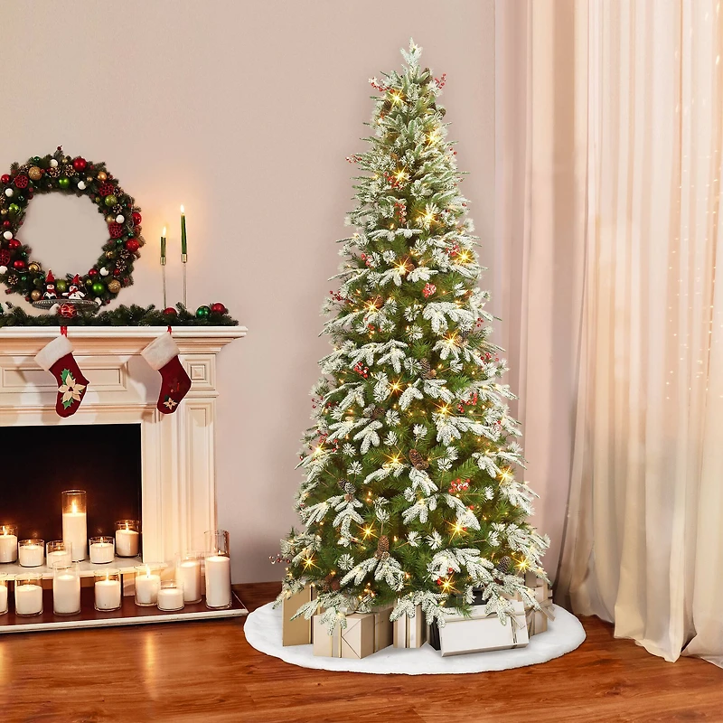 7.5ft. Pre-Lit Glittery Pine Artificial Christmas Tree, Clear Incandescent Lights