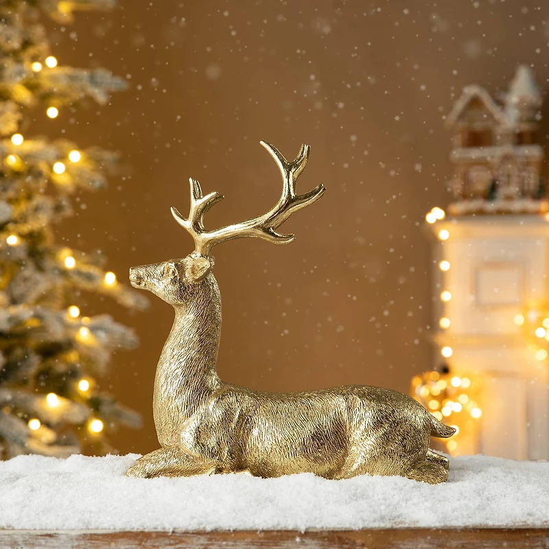 Glitzhome® 11" Lying Reindeer Table Décor