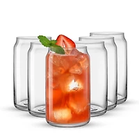 JoyJolt® 17oz. Classic Can Shaped Tumbler Drinking Glass Cups, 6ct.