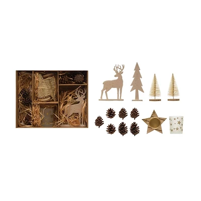 Hello Honey® 13 Piece Wood Grain & Jar Star Candles & Woodland Icons Candle Garden Kit