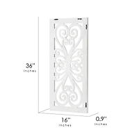 American Art Décor™ 36" Distressed Hand-Carved White Wood Wall Accent Medallion Panel