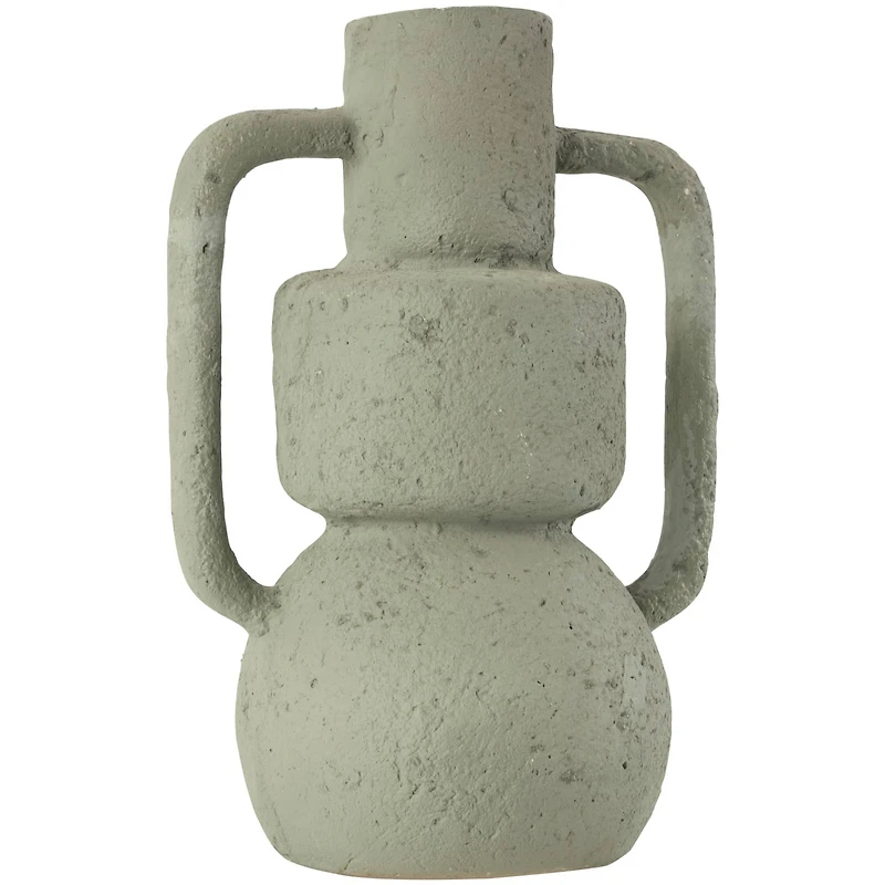 14" Light Gray Paper Mache Textured Vase