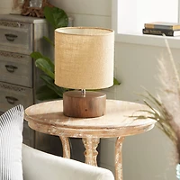 Brown Wood Rustic Table Lamp, 14" x 10" x 10"