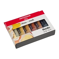 Amsterdam 20mL Standard Series 6 Color Metallic Acrylic Paint Set