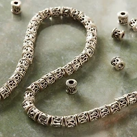 12 Pack:  Sterling Silver Plated Snake Design Tube Beads, 6mm by Bead Landing™