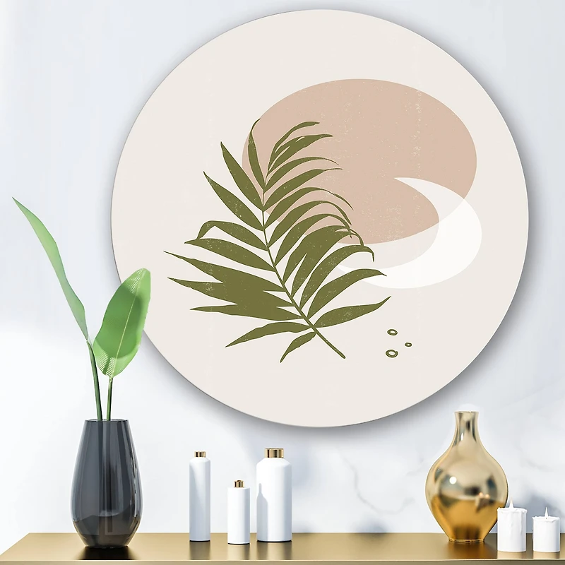 Designart - Abstract Sun and Moon With Green Leaf II