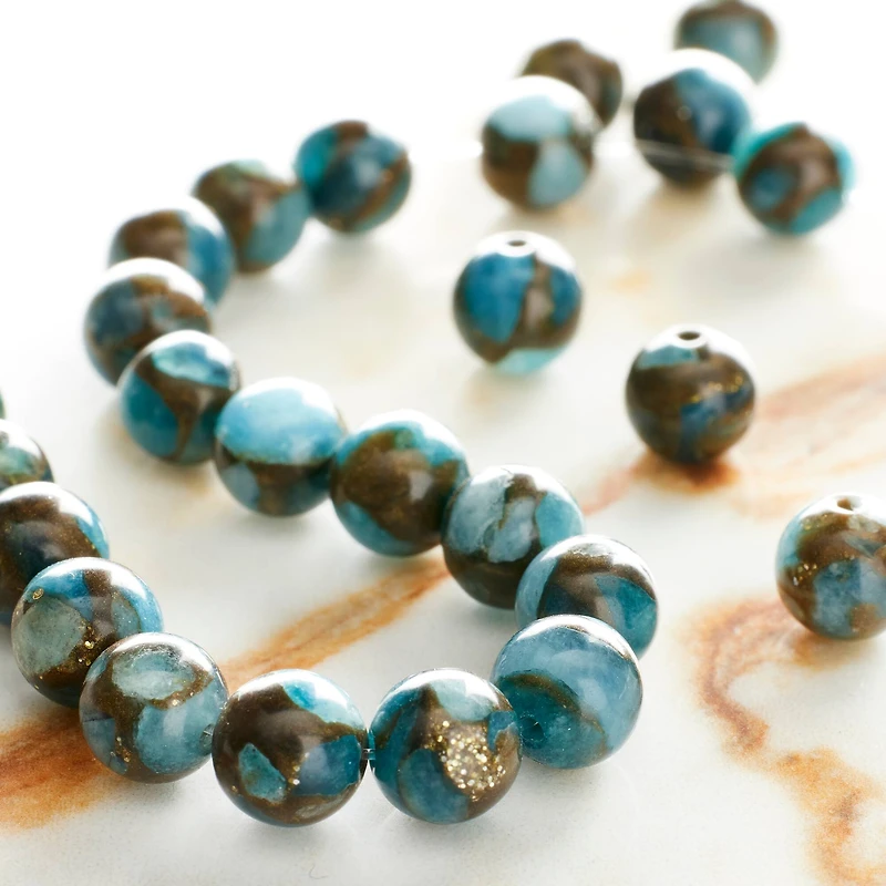 12 Pack: Light Blue Impression Jasper Round Beads, 6mm by Bead Landing™
