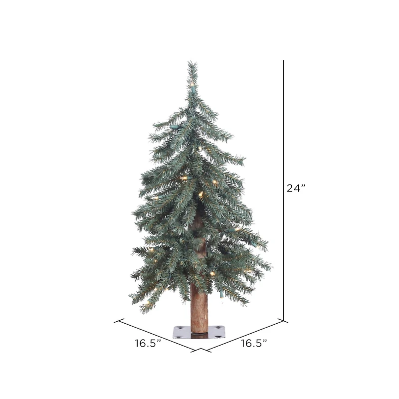 2ft. Pre-Lit Natural Bark Alpine Artificial Christmas Tree, Clear Lights
