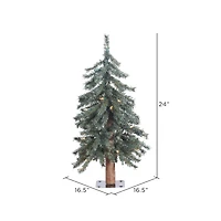 2ft. Pre-Lit Natural Bark Alpine Artificial Christmas Tree, Clear  Lights
