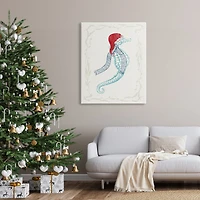 Stupell Industries Coastal Christmas Seahorse Santa Canvas Wall Art